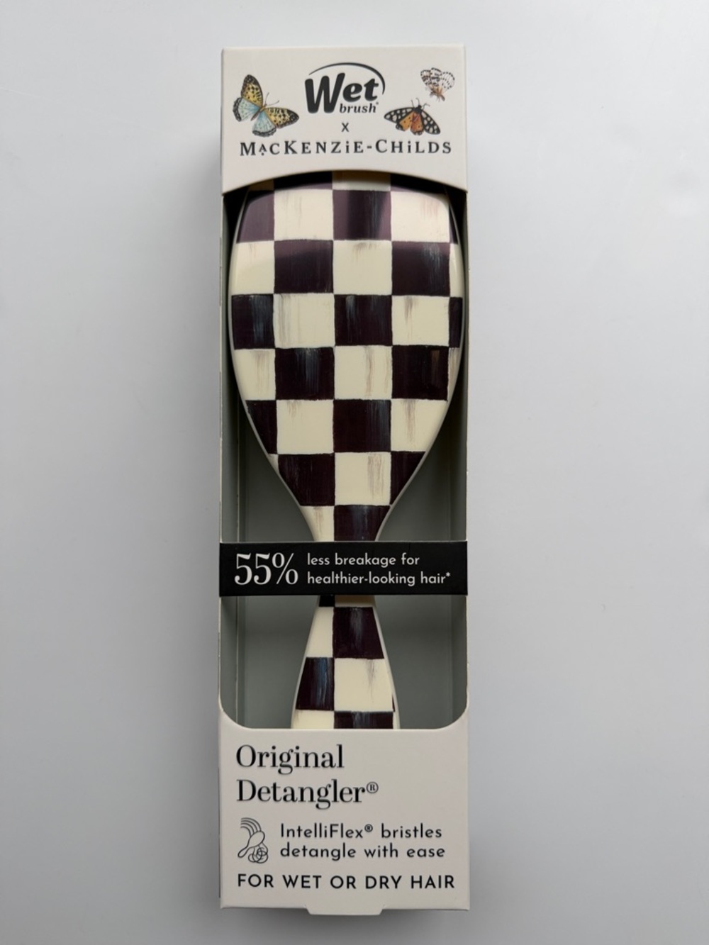 MacKenzie-Childs + Wet Brush Black & White Checkerboard Large Hair Brush - Picture 2 of 11